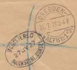 111088 - 1927 UNDELIVERED REGISTERED MAIL DRESDEN TO LILLIPUT DORSET.