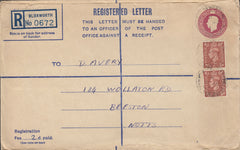 111112 - 1952 REGISTERED MAIL BLOXWORTH (DORSET) TO BEESTON.