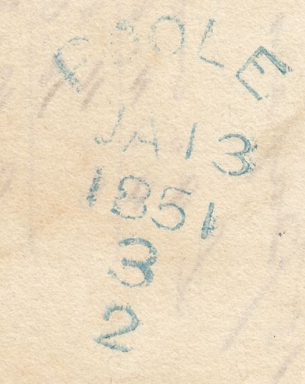 111117 - 1851 DORSET/"POOLE" TRAVELLER DATE STAMP (DT390).
