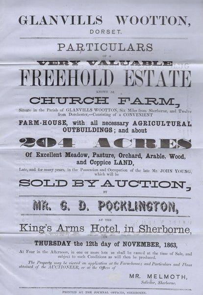 111122 - 1863 SUPERB AUCTION CATALOGUE MAILED SHERBORNE TO DORCHESTER.