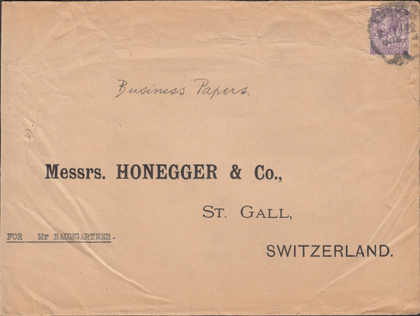111132 - 1922 MAIL LONDON TO SWITZERLAND.