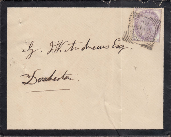 111161 - 1881 1D FISCAL (SGF22) ON COVER SHERBORNE TO DORCHESTER.