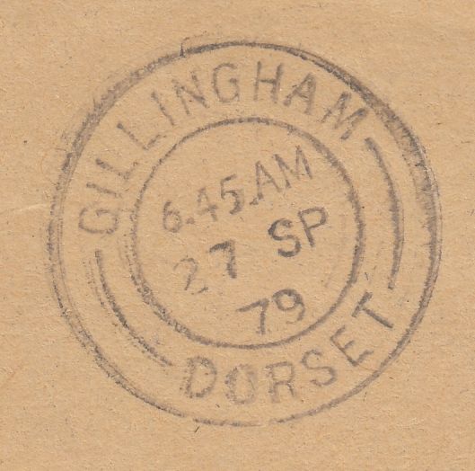 111209 - 1979 MISSENT MAIL GILLINGHAM KENT/GILLINGHAM DORSET.