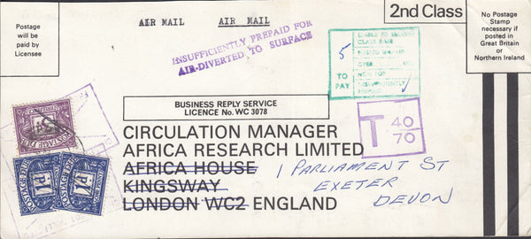 111284 - 1970 INVALID USE FROM KENYA OF UK BUSINESS REPLY SERVICE.