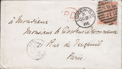 111329 - 1866 MAIL LONDON TO PARIS/4D VERMILION (SG93) PL.8 (FK).