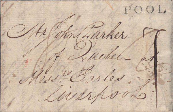 111367 - 1800 MAIL POOLE TO QUEBEC/FORWARDING AGENTS/"POOL" HAND STAMP (DT368).