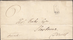 111381 - 1829 DORSET/"SHAFTESBURY 5" CLAUSE POST" HAND STAMP (DT466).
