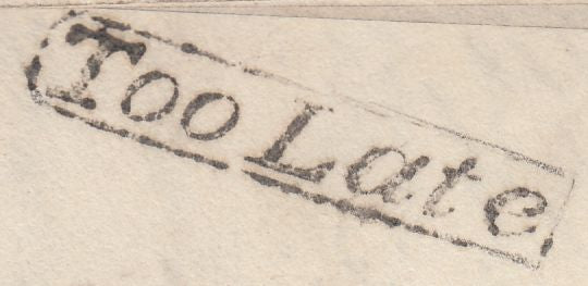 111408 - 1837 MOURNING ENVELOPE/DORSET/"TOO LATE" HAND STAMP (DT63).