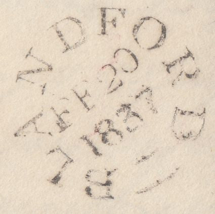 111408 - 1837 MOURNING ENVELOPE/DORSET/"TOO LATE" HAND STAMP (DT63).