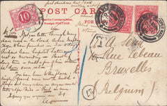111449 - 1904 UNDERPAID MAIL WESTON SUPER MARE TO BELGIUM.
