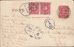 111474 - 1905 UNDERPAID MAIL ABERDEEN TO USA.