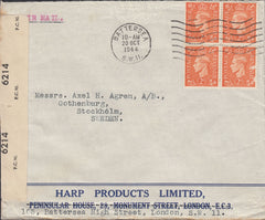 111477 - 1944 MAIL BATTERSEA TO SWEDEN.