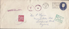 111501 - 1964 UNDERPAID MAIL USA TO LETCHWORTH HERTS.