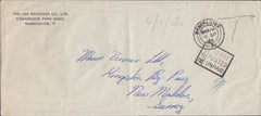 111504 - 1956 UNPAID MAIL MANCHESTER TO NEW MALDEN, SURREY.