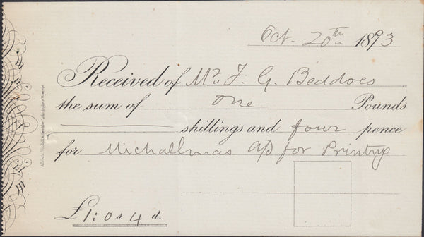 111534 - 1893 PAIR OF BANKING RECEIPTS WITH LETTER.
