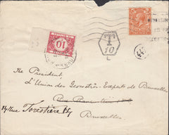 111544 - 1920 UNDERPAID MAIL LONDON TO BELGIUM.