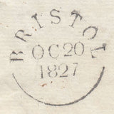111556 - 1827 BRISTOL/"TOO LATE" HAND STAMP (BS188).