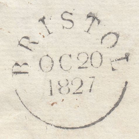 111556 - 1827 BRISTOL/"TOO LATE" HAND STAMP (BS188).