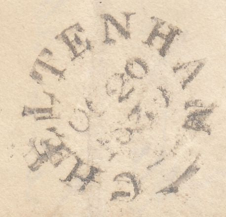 111558 - 1830 GLOS/"TOO LATE" HAND STAMP OF CHELTENHAM (GL182).