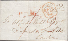 111608 - 1841 DORSET/"CORFE-CASTLE" HAND STAMP IN RED (DT164).