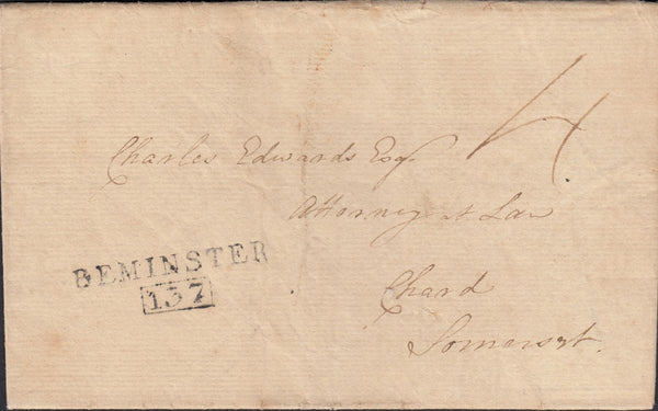 111674 - 1803 DORSET/"BEMINSTER 137" MILEAGE MARK (DT8).