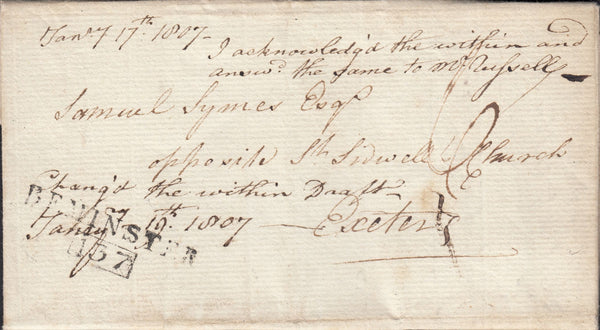 111675 - 1807 DORSET/"BEMINSTER 137" MILEAGE MARK IN BLACK (DT8).
