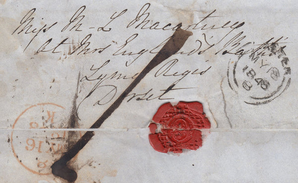 111682 - 1848 REDIRECTED MAIL DUBLIN TO EXETER TO LYME REGIS.