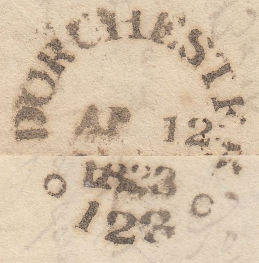 111691 - 1823 DORSET/"DORCHESTER 123" CIRCULAR MILEAGE MARK (DT225).