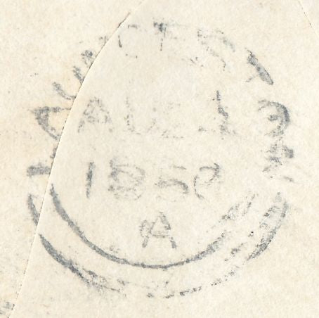 111707 - 1850 "873" NUMERAL OF WEYMOUTH IN BLUE ON COVER (SPEC B1xb CAT £750).