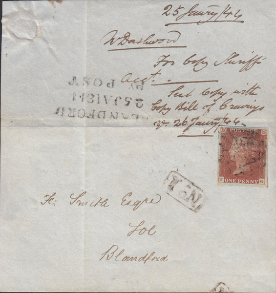 111711 - 1844 DORSET/BLANDFORD PENNY POST.