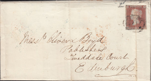 111714 - 1850 MAIL SHERBORNE TO EDINBURGH WITH VERY FINE ILLUSTRATED ADVERTISING "SHERBORNE JOURNAL".