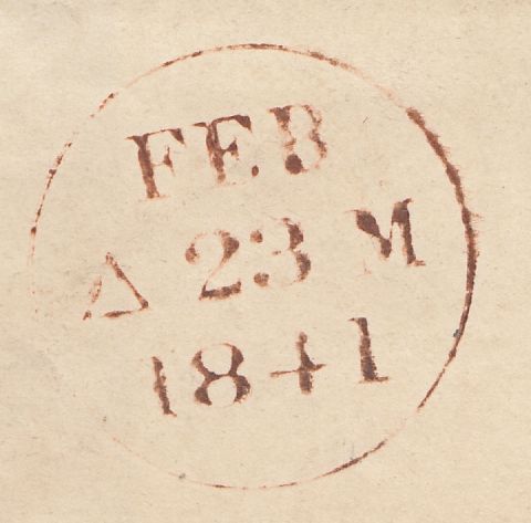 111743 - 1D RED PL.XI (SG7)(DL) EARLY USAGE FEBRUARY 1841.