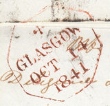 111765 - 1D RED PL.XI (SG7)(QD QE) ON COVER DUMFRIES TO EDINBURGH "MISSENT TO GLASGOW" HAND STAMP.