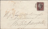 111771 - 1D RED PL.XI (SG7)(MA) ON COVER/DUBLIN "FROM 7.TO 8./P.M." HAND STAMP.