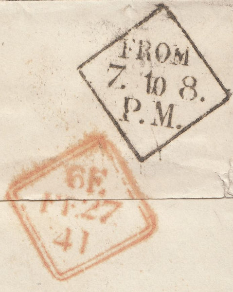 111771 - 1D RED PL.XI (SG7)(MA) ON COVER/DUBLIN "FROM 7.TO 8./P.M." HAND STAMP.