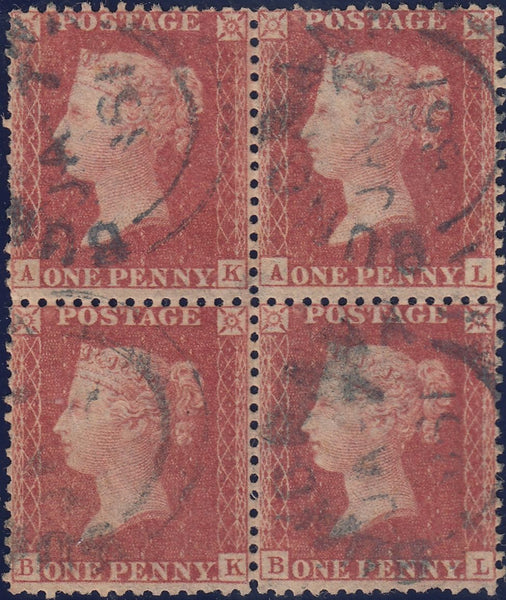 111840 - PL.52 USED BLOCK OF FOUR (AK AL BK BL)(SG40)/DARK BLUE CANCELLATIONS.