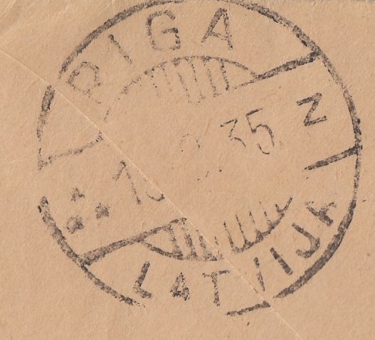 111866 - 1935 MAIL BISHOPS STORTFORD TO LATVIA/KGV SILVER JUBILEE 2½D (SG456).