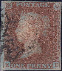 111887 - 1841 1D RED PL. ELEVEN (SG7)(KD).