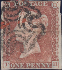 111917 - 1841 1D RED PL. ELEVEN (SG7)(TH).