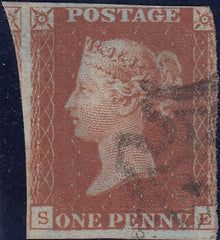 111938 - 1841 1D RED PL. ELEVEN (SG7)(SE) "S ROW ROLLER FLAW" (SPEC AS74c).