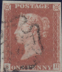 111948 - 1841 1D RED PL. ELEVEN (SG7)(SH) "S ROW ROLLER FLAW" (SPEC AS74c).