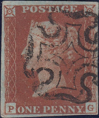 111987 - 1841 1D RED PL. ELEVEN (SG7)(PG).