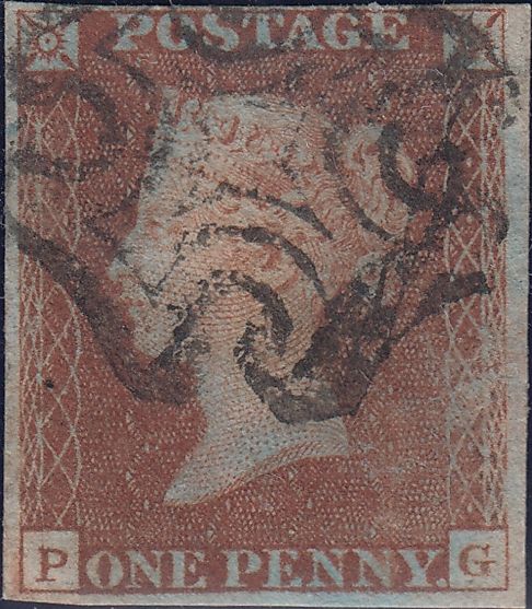 111988 - 1841 1D RED PL. ELEVEN (SG7)(PG).