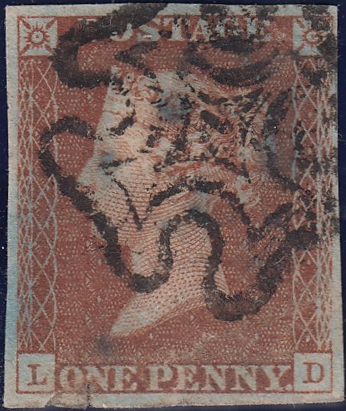 112055 - 1841 1D RED PL. ELEVEN (SG7)(LD).