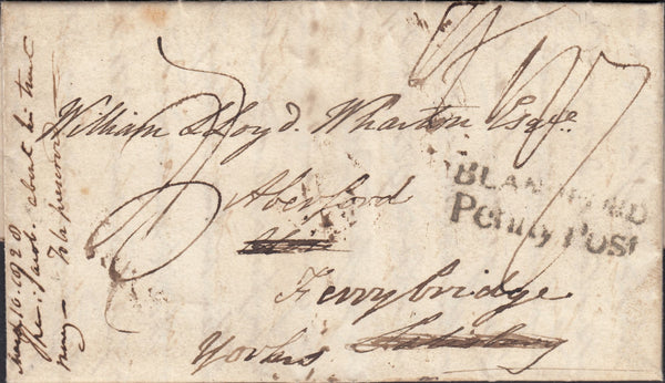 112123 - 1828 DORSET/'BLANDFORD PENNY POST' (DT54)/REDIRECTED.