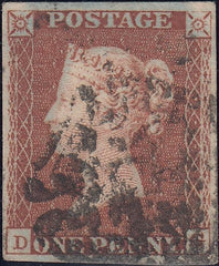 112180 - 1841 1D RED PL. ELEVEN (SG7)(DG).