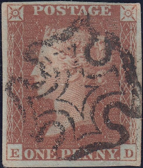 112201 - 1841 1D RED PL. ELEVEN (SG7)(ED).