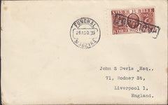 112281 - 1936 MADEIRA PAQUEBOT TO LIVERPOOL/1½D SILVER JUBILEE (SG455).