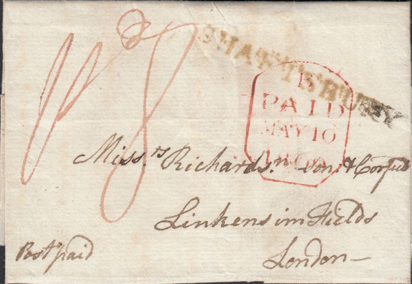112398 1809 DORSET/"SHAFTSBURY" HAND STAMP (DT436).