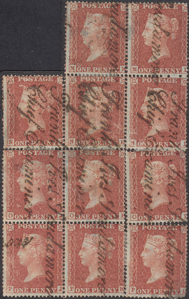 112433 1855 "FRANK IVES SCUDAMORE/CHIEF EXAMINER" HAND STAMP/1D PL.6 S.C.16 (SG21) RECONSTRUCTED BLOCK OF ELEVEN.